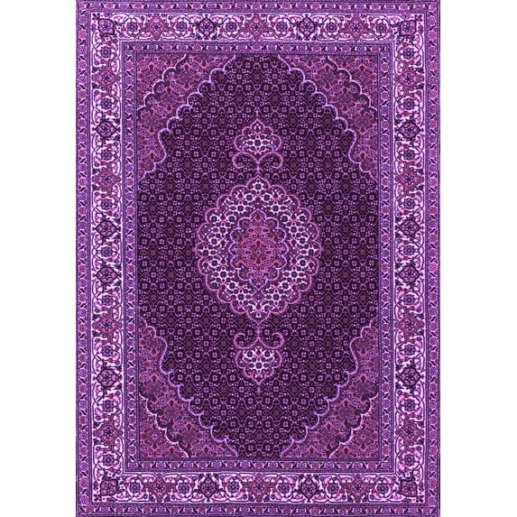 Ahgly Company Indoor Rectangle Medallion Purple Traditional Area Rugs, 7' x 9'