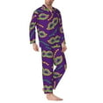 thumbnail image 2 of Honeii Carnival Masks and Beads Pattern Mens Pajamas Set,2pcs Men's Lounge Long Sleeve Sleep Shirt and Pajama Bottoms Sleepwear Set,Mens Pjs Sets-Large, 2 of 7