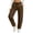 Brown, variant on Women's Curved Leg Sweatpants, Elastic Drawstring Waist, Wide Leg Sport Trousers with Side Pockets Blue M