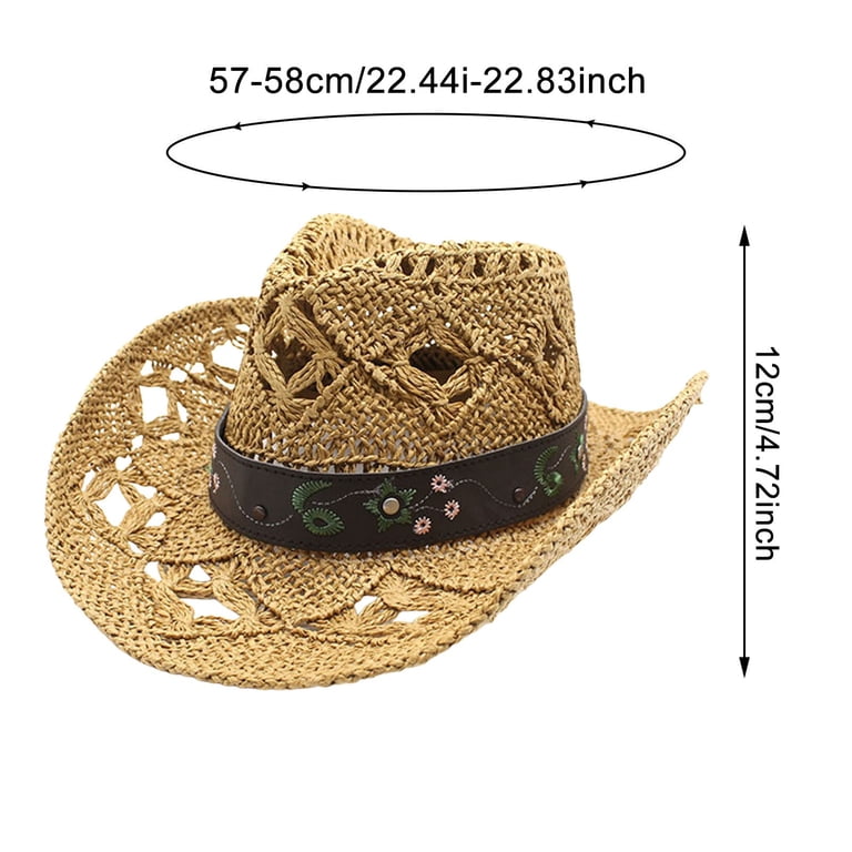 GPOECD 2025 Unisex Wide Brim Straw Hat with Decorative Details