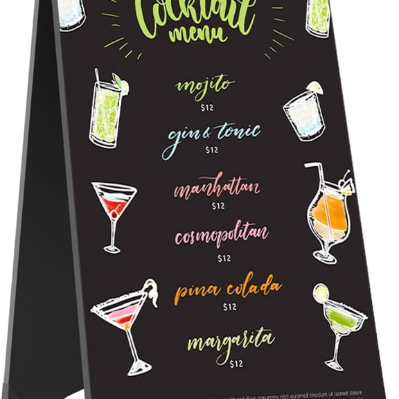 A-Frame Chalkboard Sign Large 15" x 30" Sandwich Chalkboard Double Sided Sidewalk Signs Outdoor Foldable Blackboard Menu Display for Weddings, Restaurant, Business