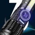 thumbnail image 3 of Economicalk Flashlight, A70 Tactical LED Flashlight with USB Rechargeable, Waterproof Flashlight, Shock-Resistant, High Lumens, Adjustable Zoom Outdoor Flashlight with 5 Modes Black Black, 3 of 5