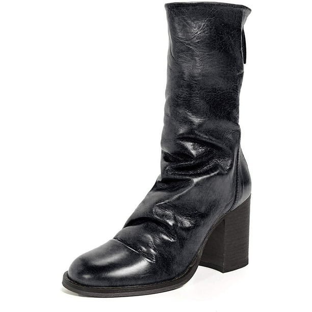 Free People Womens Elle Block Heel Booties 9 Black Walmart
