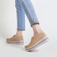 thumbnail image 6 of Ruiatoo Women Platform Loafers Slip On Comfort Suede Wedge Shoes Low Top Moccasins Khaki 37, 6 of 6