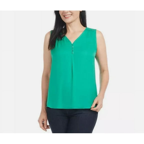 Hilary Radley Ladies' Size XS (0-2) Sleeveless Blouse, Vivid Green