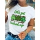 thumbnail image 1 of Women's "Let's Get Lucked Up" St. Patrick's Day T-Shirt - Casual Crew Neck, Short Sleeve, Comfortable Polyester Knit Top with Shamrock Print, Machine Washable, 1 of 6