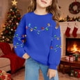 thumbnail image 2 of Tanghaowl Kids Hoodies Print Girls Long Sleeve Crewneck Pocket Sweatshirt Cozy Pullover Top for Winter Holiday Season Festive Outfit Blue 3-4 Years, 2 of 4