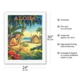 thumbnail image 2 of Aloha - Hawaii - Hula Dancer with Ukulele - Vintage Hawaiian Travel Poster by Kerne Erickson - Fine Art Rolled Canvas Print 20in x 26in, 2 of 4