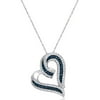 Sterling Silver 1/2 Cttw Blue Dia Heart