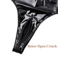 thumbnail image 3 of Women Glossy PVC Leather Bodysuit, Sexy Below Zipper Open Crotch, Hot Breast Exposed, Shiny Latex Tank Leotard Crotchless, 3 of 6