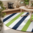 thumbnail image 3 of Round Area Rugs 5Ft, Green Navy Blue Striped Non-Slip Washable Circle Rugs Carpet, Farmhouse Stripe Art Indoor Outdoor Rug Floor Mats Throw Runner for Bedroom Living Room Bathroom, 3 of 8