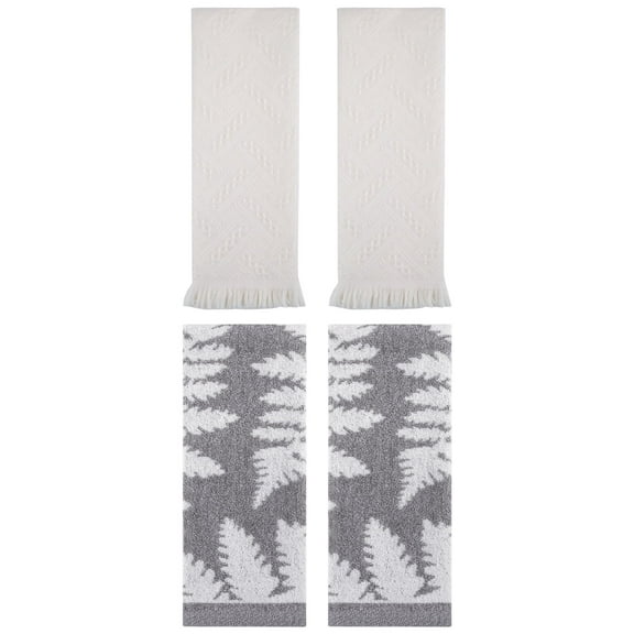 Unique Bargains 4 Pcs Cotton Absorbent Hand Towel Set 13 x 29 Inch Blue/Beige