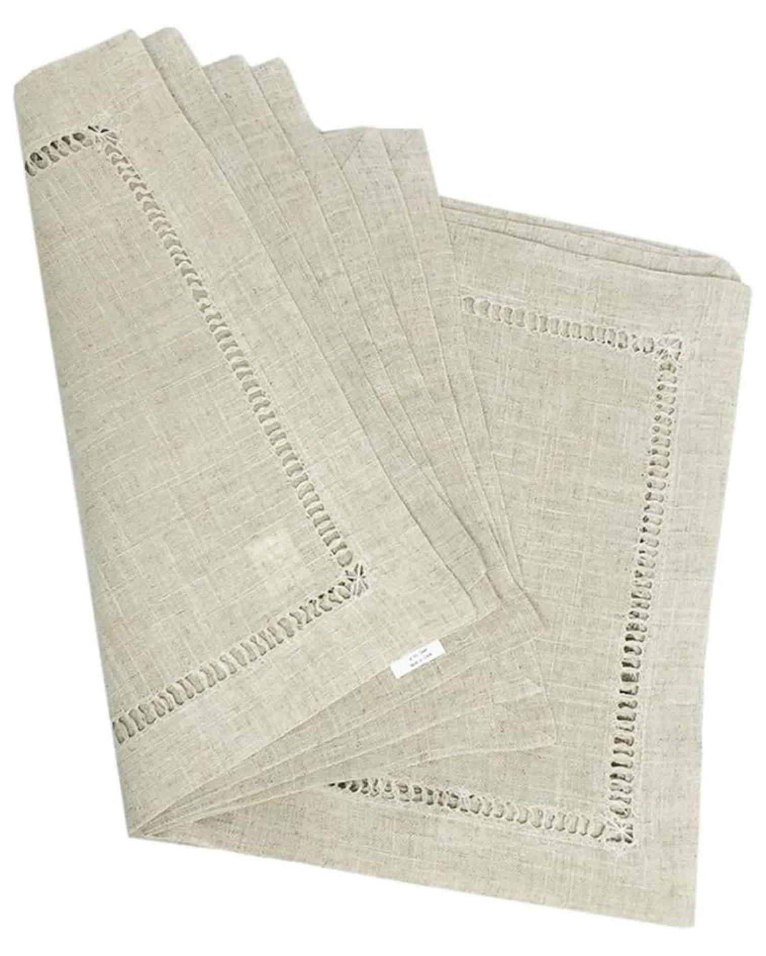 Handmade Hemstitch Contemporary Linen Blend 14" W x 20" L Placemats, Set of 6