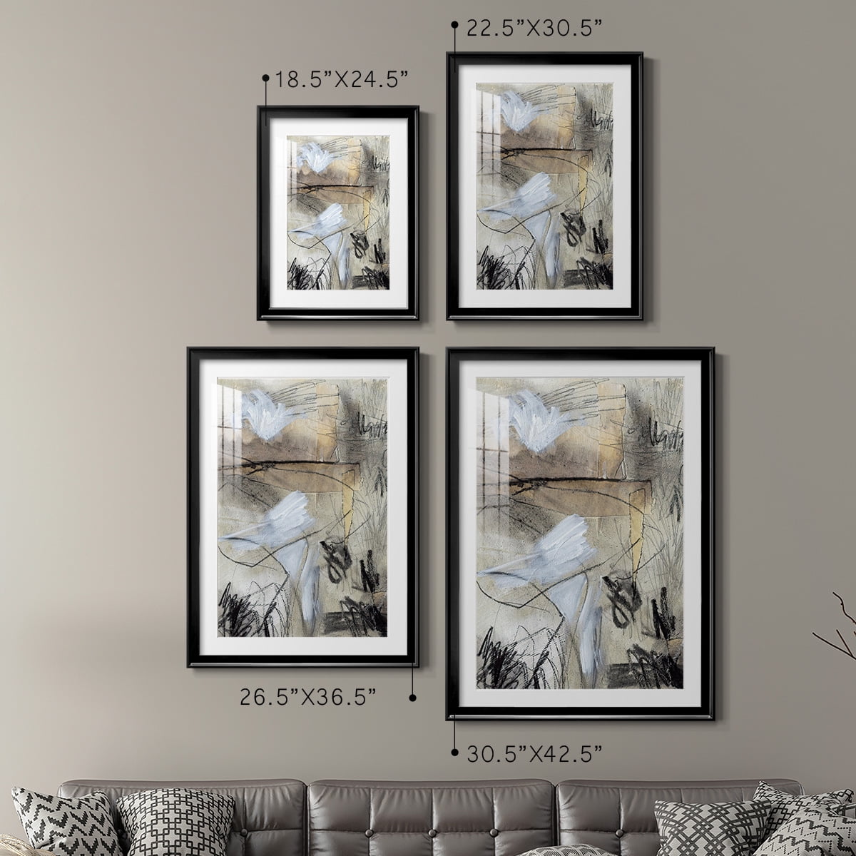 Wexford Home Masked Notes I Premium Framed Print, 26.5" x 36.5" - Ready to Hang, Black (Set of 2)