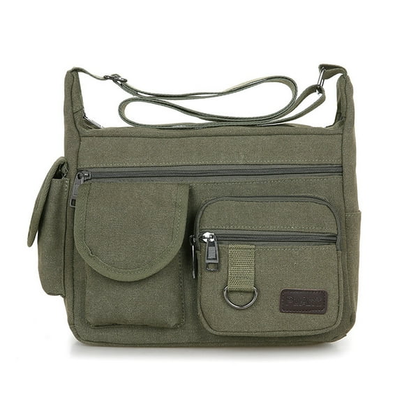 Yucurem Canvas Men Messenger Bag Large Casual Student Travel Shoulder Bags (Green)