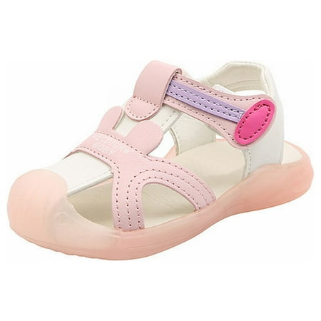 

Quealent Little Kid Boys Sandal Toddler Slides Boys Summer Anti Kick Luminous Sandals 1 To 6 Years Old Children S Bright Light Beach Kid Sandal Boy Pink 11.5