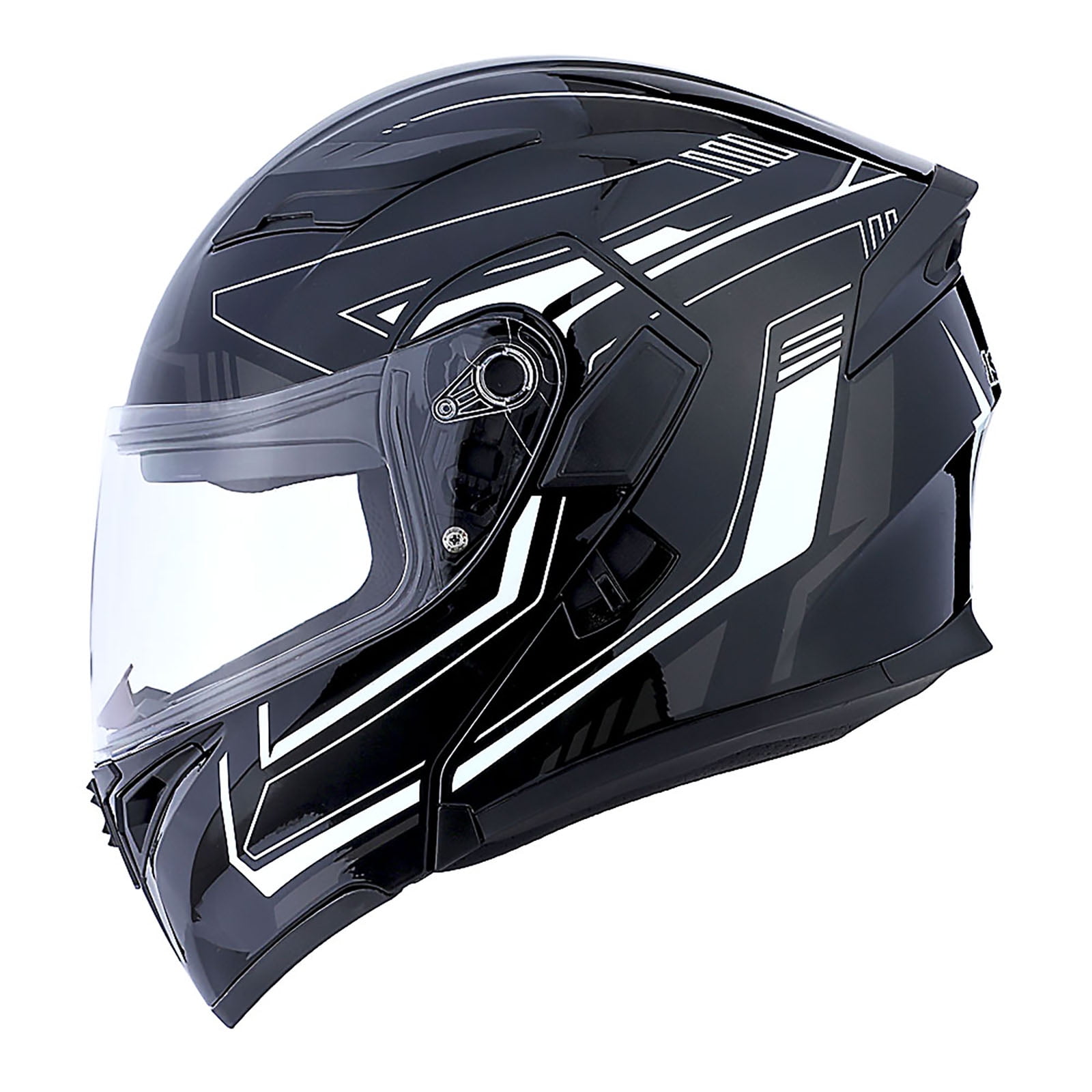 1Storm Motorcycle Street Bike Modular Flip up Dual Visor Full Face Helmet HB89 Arrow White