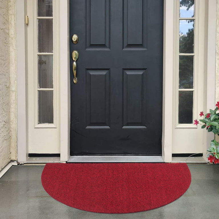 Yipa Entrance Rug for Front Door Inside, Half Round Front Door Mat with Non  Slip Rubber Backing, Absorbent Mud and Snow Magic Dirts Trapper Mats, 18 x  30 inch, Red 
