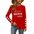 thumbnail image 5 of HOMBOM Red Tops for Women Christmas Dressy Casual Long Sleeve Crewneck Merry Christmas Xmas Fall Females T Shirts, 5 of 9