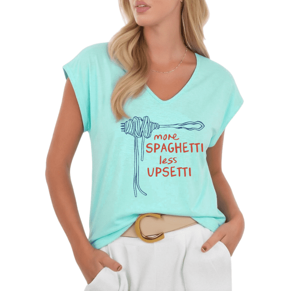 Cozymy Womens Funny Pasta Spaghetti Upsetti Graphic Tshirt V Neck Sleeveless Tshirt Graphic Tees Shirts Casual Daily Summer Tops S 5XL