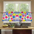 thumbnail image 4 of Yayeee Kitchen Curtains Tier Set of 2 Light Filtering 57"x24" Over Sink Window Panels, Red Retro Shapes, 4 of 7