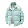 thumbnail image 3 of Wutalume Men's Detachable Hooded Patchwork Plush and Thickened Warm Winter Cotton Jacket, Designed for Cold Protection, Ideal for Men's Outdoor and Casual Winter Activities,Cyan M, 3 of 4
