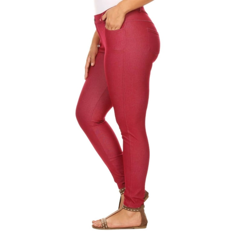 Women s Ultra Soft Classic 5 Pocket Jeggings Full Length Burgundy XL