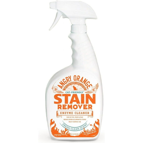 Angry Orange - Best Enzyme Pet Odor Eliminator And Stain Remover To Destroy Cat And Dog Urine 32oz Spray Bottle -Fresh Non Citrus Scent