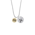 thumbnail image 2 of Delight Jewelry Goldtone Disc 1/2'' Initial - m - Silvertone Script Initial Disc - H - Charm Necklace, 20"+3", 2 of 4