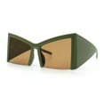 thumbnail image 5 of Womens Oversized Triangular 80s Vibe Thick Temple XL Cat Eye Sunglasses Green - Brown, 5 of 8
