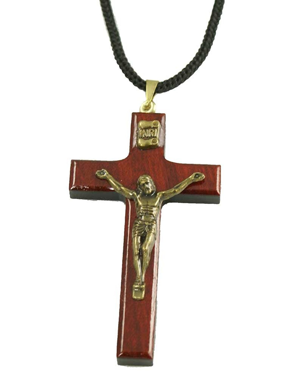 Religious Wood Jewelry and Pendant charm. Wood Cross Necklace