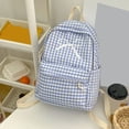 thumbnail image 4 of Grid Backpack Heavy Duty, Bowknot Embroidery School Backpack, Durable Student Bookbag for Elementary Primary Middle School, Blue, 4 of 10