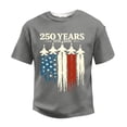 thumbnail image 4 of 250th Anniversary American Shirts for Men Usa Flag Print Crew Neck Short Sleeve Waffle Tees Letter Print Big and Tall Relaxed Fit Daily Wear Casual T-Shirt, Gray, #01 Gray, 4 of 4