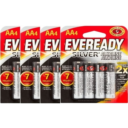 (4 Pack) Eveready Silver Alkaline AA Batteries, 4 Count
