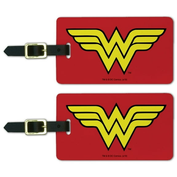 Wonder Woman Classic Logo Luggage ID Tags Suitcase Carry-On Cards - Set of 2