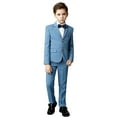 thumbnail image 2 of Toddler Boys Dress Suit Formal 5PCS Wedding Ring Bearer Outfit Kids Suit Set Blue Plaid 8 Years, 2 of 5