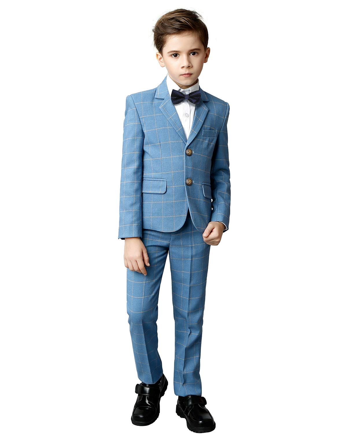 Magen Kids Boys Royal Blue Slim Fit Tuxedo Suit - 7 Piece Set (Sizes 1-18) With Shawl Lapel