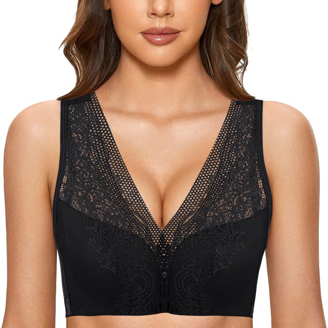 Bra Women's Plus Size Full Wrap Front Closed Posture Back Unpadded Smooth Underarm Seamless Elastic Wireless Lightweight