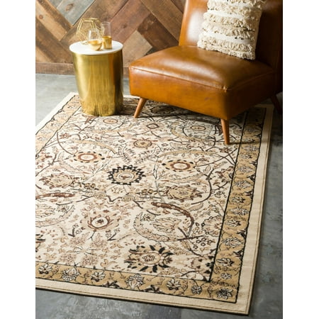 Rugs.com Neda Collection Rug – 8' x 10' Ivory Low Rug Perfect For Living Rooms, Large Dining Rooms, Open Floorplans