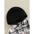 thumbnail image 6 of Bslissey Toddler Baby Boys Girls Woolen Plaid Hooded Coat Long Sleeve Button Casual Hoodies Jacket Kids Fall Winter Loose Outerwear with Pockets 6M 12M 18M 24M 3T 4T, 6 of 9