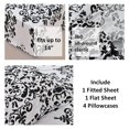 thumbnail image 4 of Ultra-Soft Microfiber Sheet Set - Double Brushed - Wrinkle and Stain Resistance - Fit 14 inches Deep Pocket - 6 Pieces Set (Queen, Black & White Damask), 4 of 7