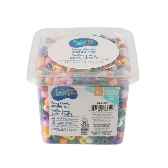 Hello Hobby Pony Beads Tub for Kids Craft, Pony Beads Tub