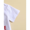 thumbnail image 5 of Bagilaanoe 4th of July Clothes for Newborn Baby Girls Short Sleeve Letter Print Romper Tops + Shorts 3M 6M 12M 18M 24M Infant Independence Day Outfits 2pcs Short Pants Set, 5 of 9