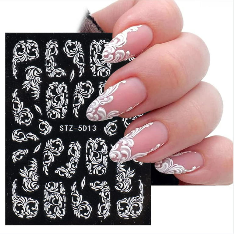 12 Sheets Retro Flower Nail Art Stickers Decal,Nail