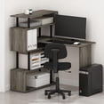 thumbnail image 2 of HomeStock Timeless Trends L-Shape Computer Desk with Shelves, Modern Corner Desk with Storage for Home Office, Large Gaming Workstation, Sturdy Writing Table-Finish:French Oak/Black,Tier:5 Tier, 2 of 10