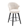 thumbnail image 4 of 25" Counter Height Swivel Bar Stools (2) - Solid Wood Legs, Chenille Upholstery In White, Leveling Feet For Home Pub, Dining Room, Kitchen Island Enjoyment Adjustable (2pcs) Wood, Chenille, Island,, 4 of 6