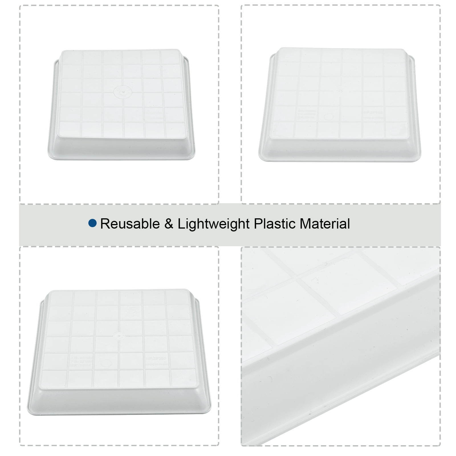 Uxcell 6" 7" 10" Plastic Square Plant Pot Saucer Flower Drip Tray, White 6in1 Set