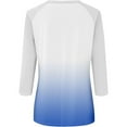 thumbnail image 4 of Camisas de Manga Corta para las Mujeres, 3/4 Manga Color Sólido Gradiente Impreso Cuello Redondo Casual Top Hecho de Tejido Súper Suave, Blusas de Manga Corta para las Mujeres, 4 of 5