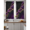 thumbnail image 2 of Marble Black Tier Curtains 45 Inch Length,Sheer Curtains for Bedroom Living Room Window Purple Gold Art Abstract Vintage Farmhouse Voile Drapes Kitchen Curtains Small Half Window 27.5"x45" 2 Panels, 2 of 7