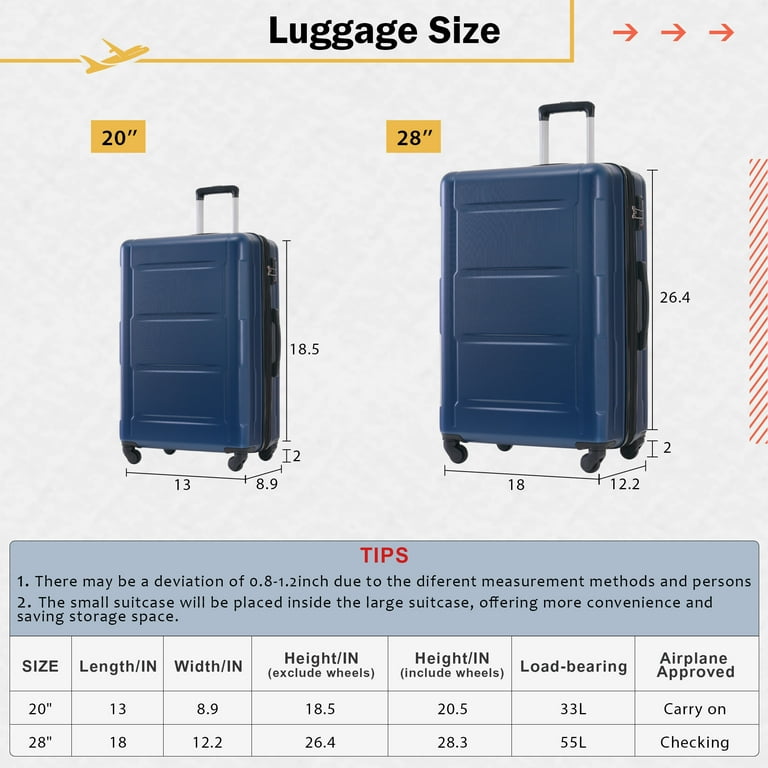 MAYEERTY 4-Piece Hardside Luggage Travel Set with TSA Lock, 20